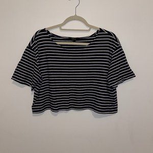 F21 Striped Cropped T-Shirt